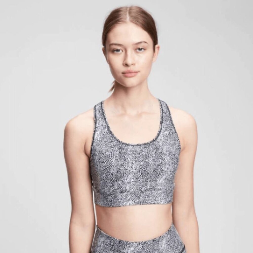 NEW GapFit Cheetah Animal Print Pattern T-Back Racerback Compression Sports Bra